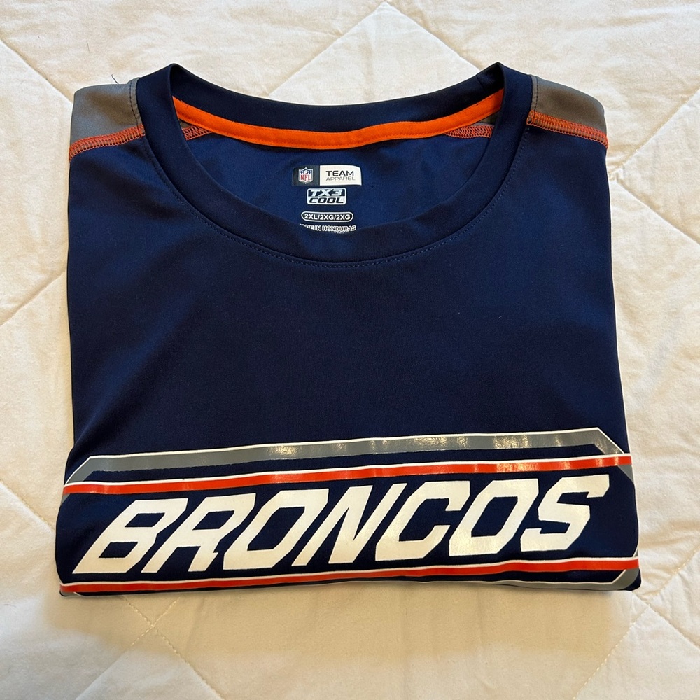 NFL Team Apparel TX3 Cool BRONCOS Shirt Men's Size‎ 2XL Blue Short Sleeve
